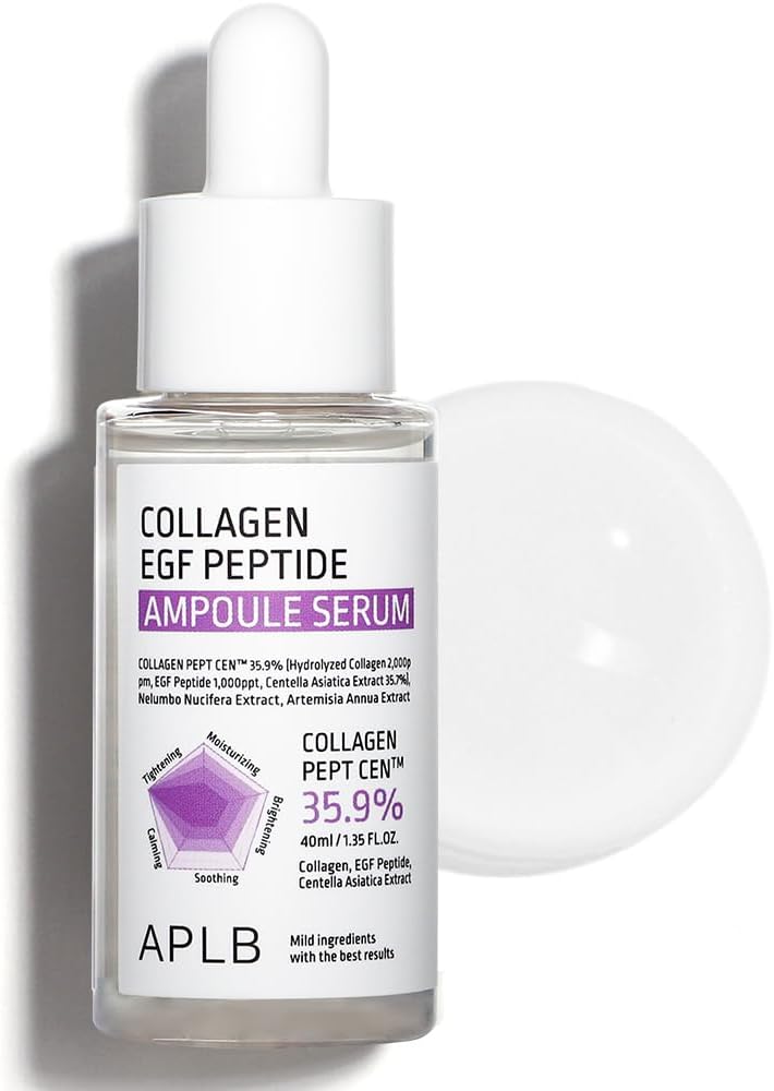 APLB Collagen EGF Peptide Ampoule Serum | COLLAGEN PEPT CEN™ 35.9% 1.35 FL.OZ/Korean Skincare, Elasticity care, Long lasting moisturizing, Revitalize for gentle and improve skin texture