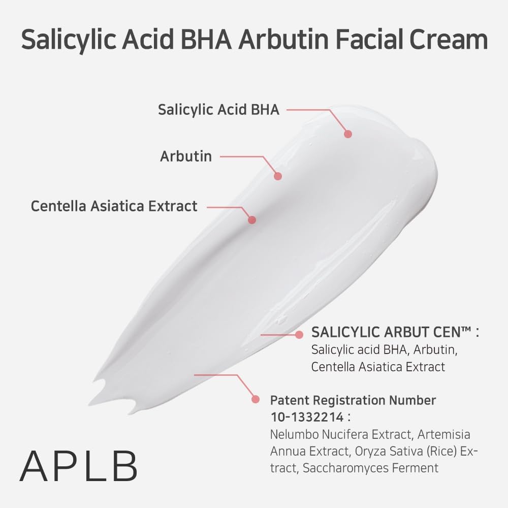 APLB Salicylic Acid BHA Arbutin Facial Cream | SALICYLIC ARBUT CEN™ 23.1% 1.86 FL.OZ/Korean Skincare, Deep hydration, Acne & Pore care, Revitalize for gentle and improve skin texture