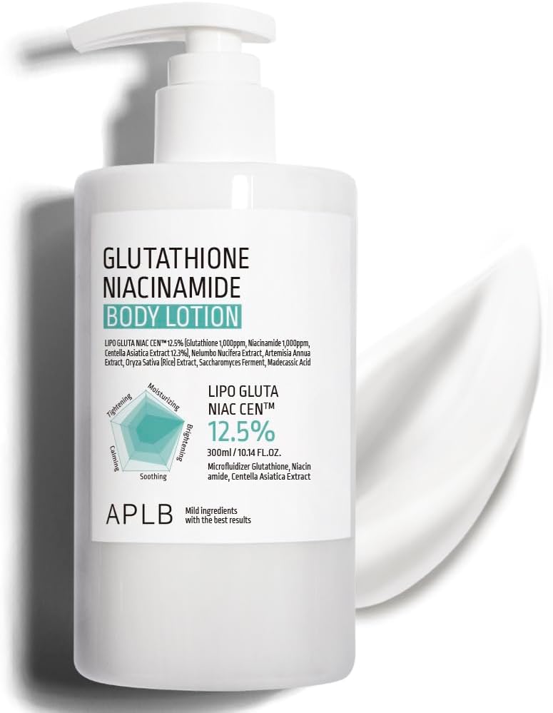 APLB Glutathione Niacinamide Body Lotion | LIPO GLUTA NIAC CEN™ 12.5% 10.14 FL.OZ/Korean Skincare, Long lasting hydration, Revitalize for gentle and improve skin texture