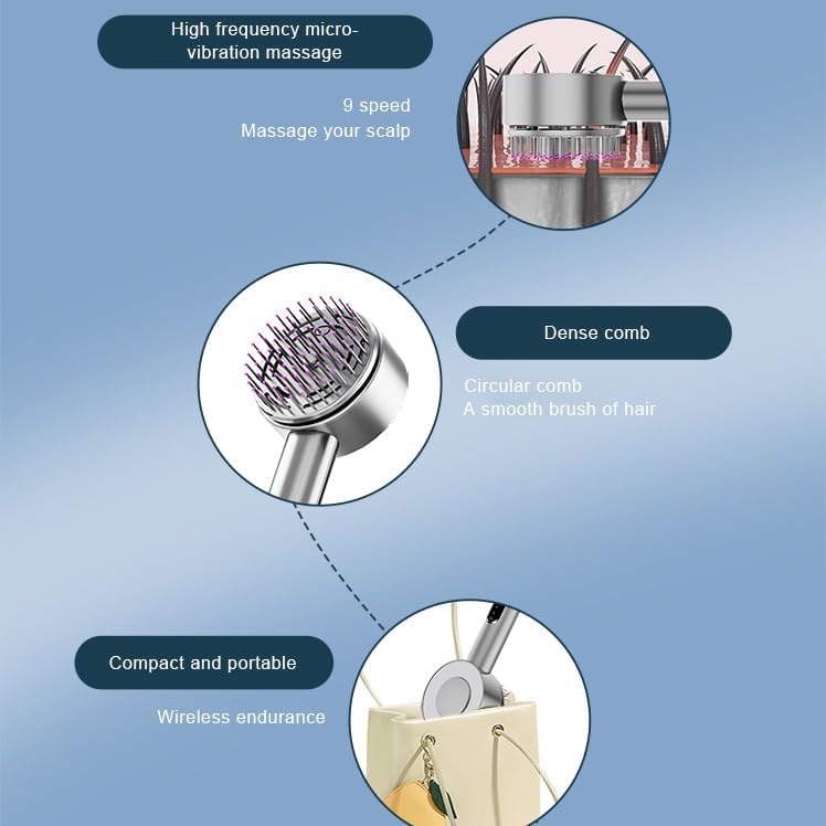 فرشاة تدليك فروة الرأس الفاخرة مع أداة توزيع الزيت، جهاز تدليك كهربائي لاسلكي، مقاوم للماء بدرجة IPX7 (رمادي C) 