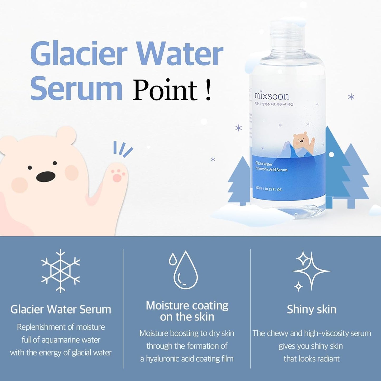 mixsoon [] Glacier Water Hyaluronic Acid Serum 10.14 fl oz / 300ml | Hyaluronic Serum for skin soothing and skin moisturization | Cruelty-free