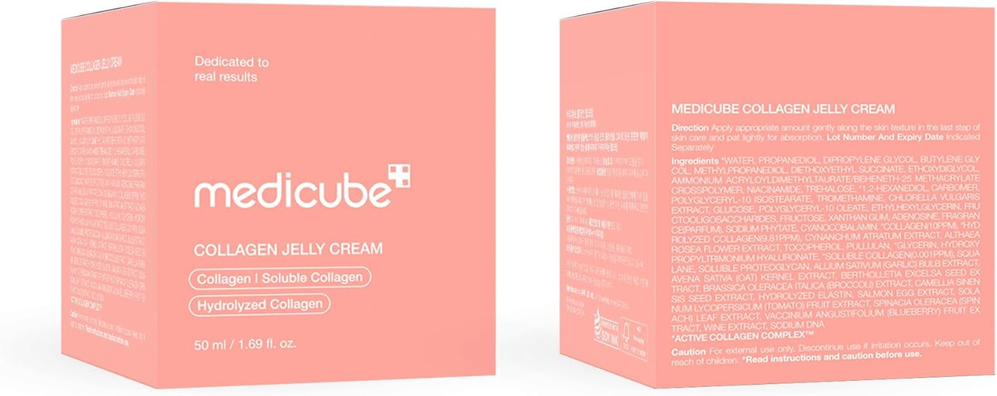 medicube Collagen Jelly Cream- Niacinamide & Freeze-Dried Hydrolyzed Collagen - Boosts skin's barrier hydration and gives 24h Glow & Lifted Look - No artificial color, Korean skincare (3.71 fl.oz.)