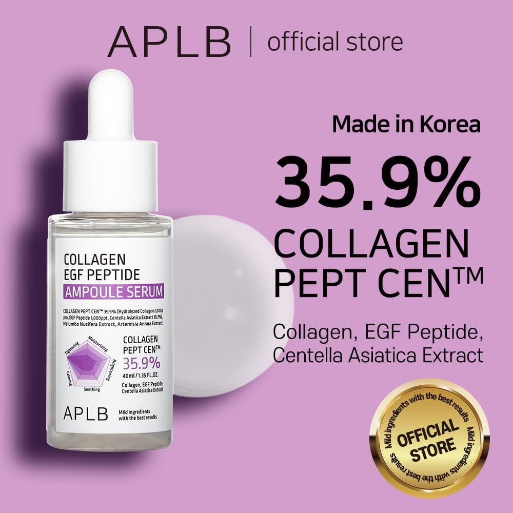 APLB Collagen EGF Peptide Ampoule Serum | COLLAGEN PEPT CEN™ 35.9% 1.35 FL.OZ/Korean Skincare, Elasticity care, Long lasting moisturizing, Revitalize for gentle and improve skin texture