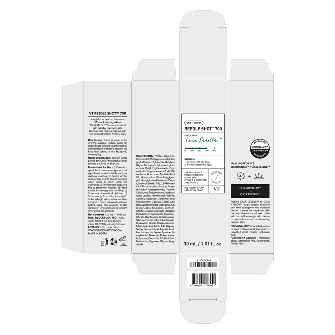 VT COSMETICS CICA Reedle Shot 50, Spicule Microneedling Serum for Pore Care & Exfoliation, Exosome, Centella Asiatica for Glass Skin