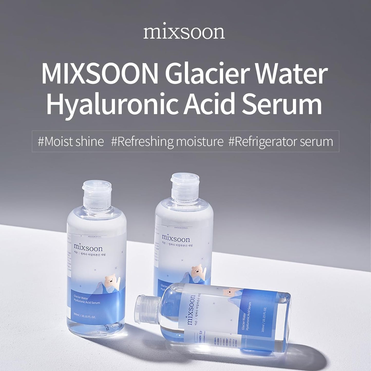 mixsoon [] Glacier Water Hyaluronic Acid Serum 10.14 fl oz / 300ml | Hyaluronic Serum for skin soothing and skin moisturization | Cruelty-free