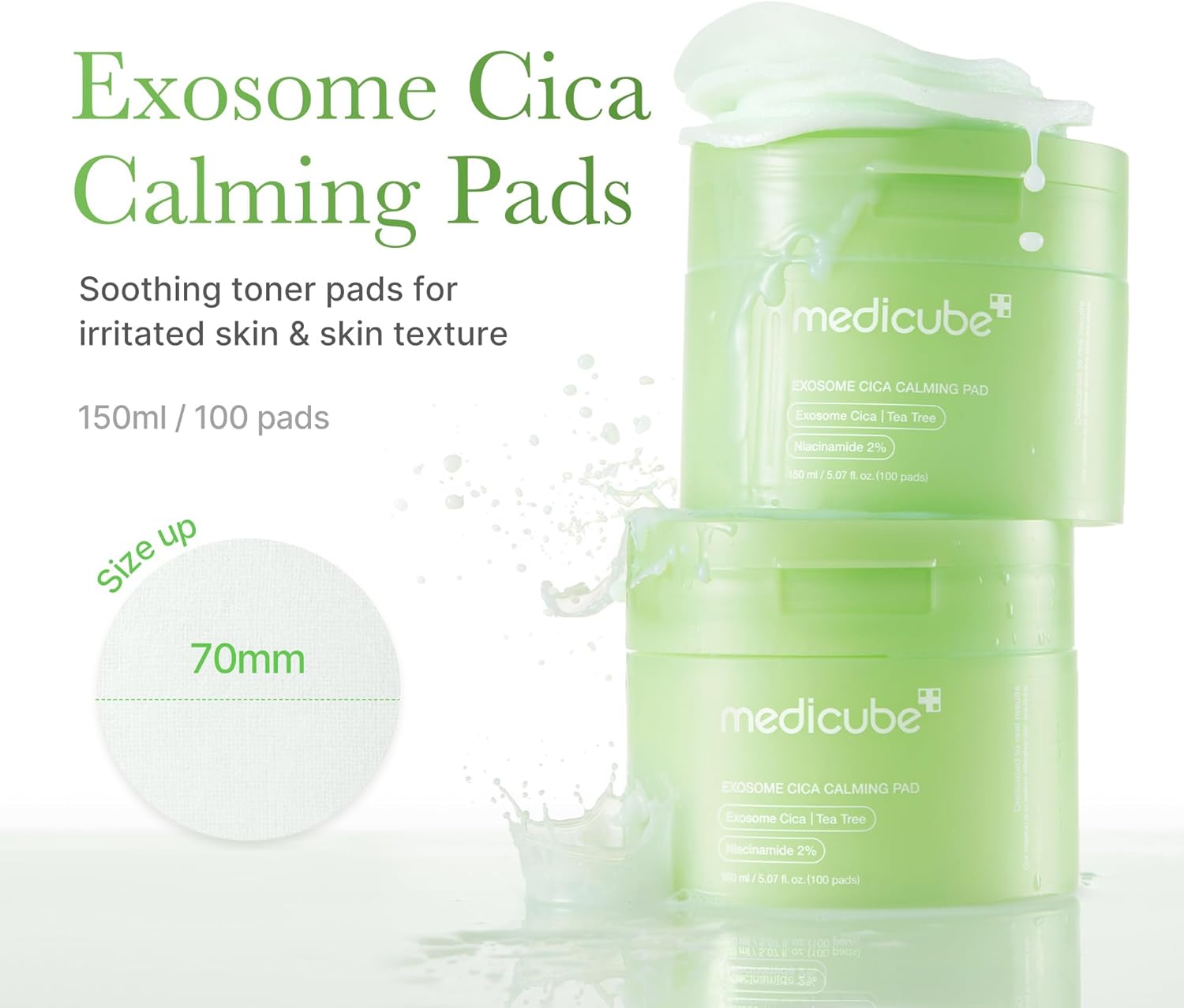 medicube Exosome CICA Tea Tree Calming Toner Pads for Sensitive Skin