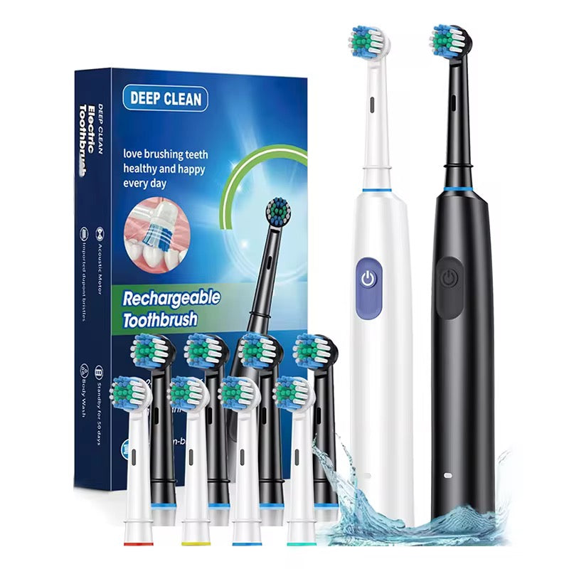 Electric Toothbrush Rotary Rechargeable Electric Toothbrush for Adults Rotating Electric Toothbrushes with 8 Soft Brush Heads